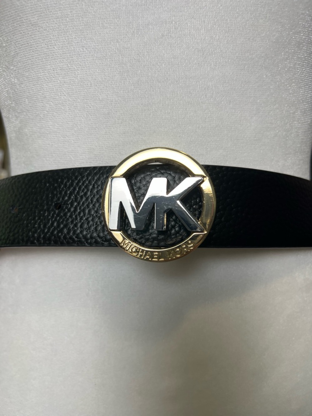 Michael‎ Kors Reversible Black/Tan Leather Belt two-tone logo buckle
